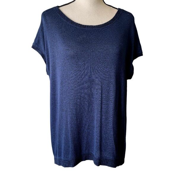 Maddie M Navy Blue Back Zip Sweater, Size Medium to Large - Picture 1 of 10